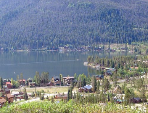 Looking down on the lake and the village from the ridge above town